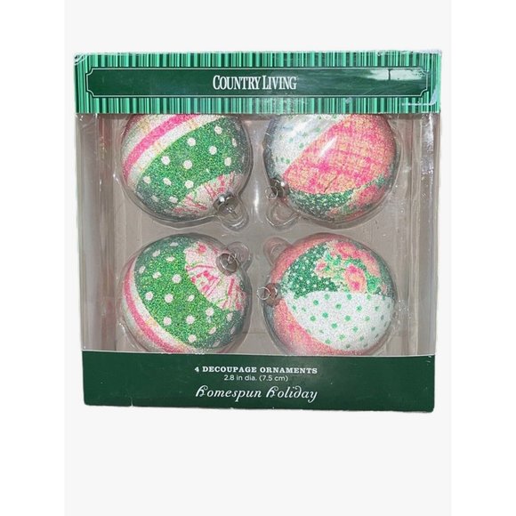 2 Country Living Homespun Holiday Christmas Ornaments Patchwork Style 2.8D - Picture 2 of 12